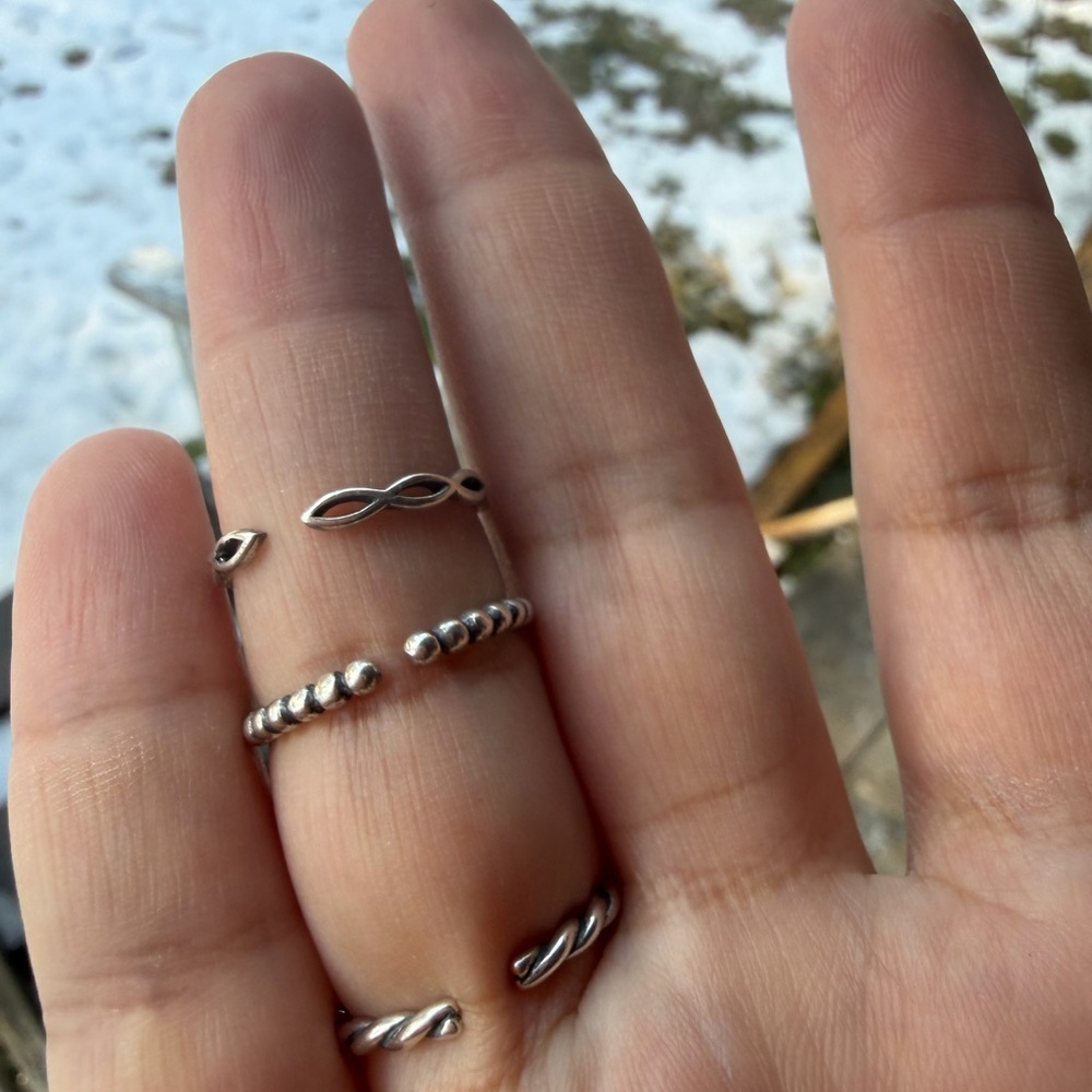 925 Sterling Silver Stackable Rings Open From Back - Picture 2 of 2